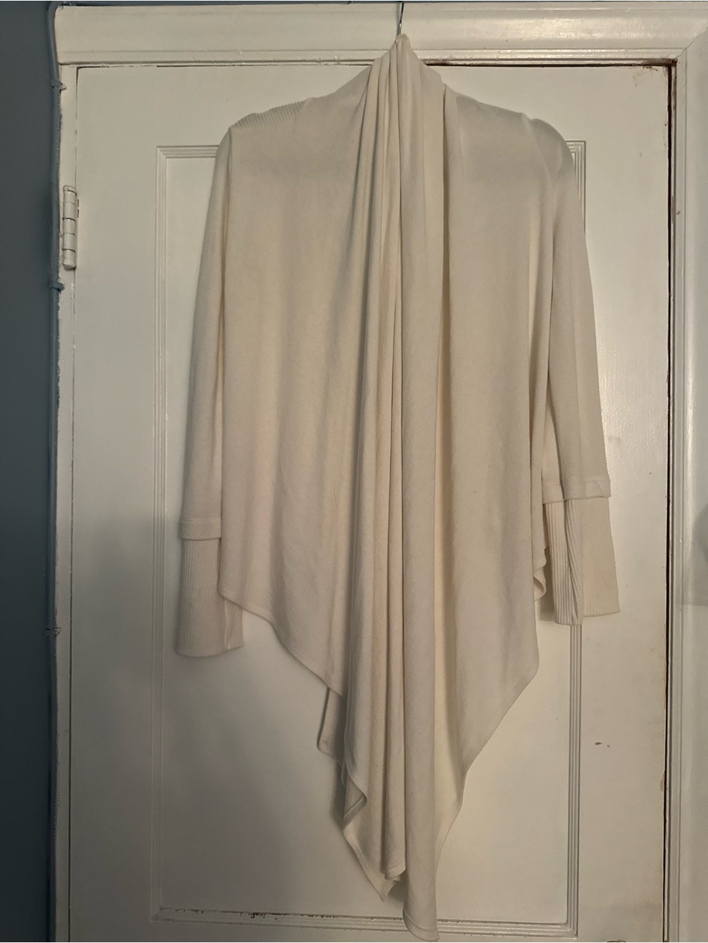 Rosebud Cream Open-Front Draped Cardigan Sweater